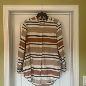 Lands End - Tan, rust, beige & black striped flannel oversized tunic - size M